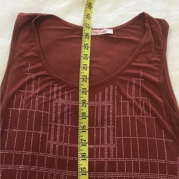 Polly Cooper Brick Red Geometric Sparkle Embellishment Tank Top, Size XL - Picture 10 of 10